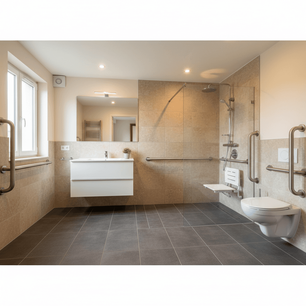 Salle de bain PMR sécurisée